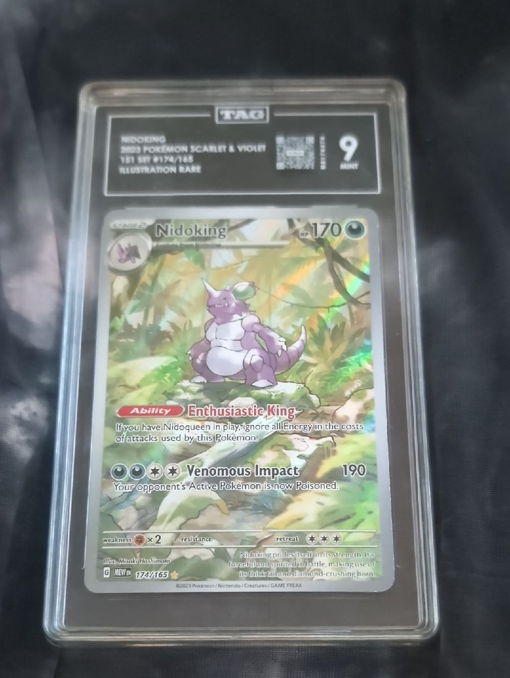 Pokemon Nidoking Holo Trading Card - Purple Green Gold